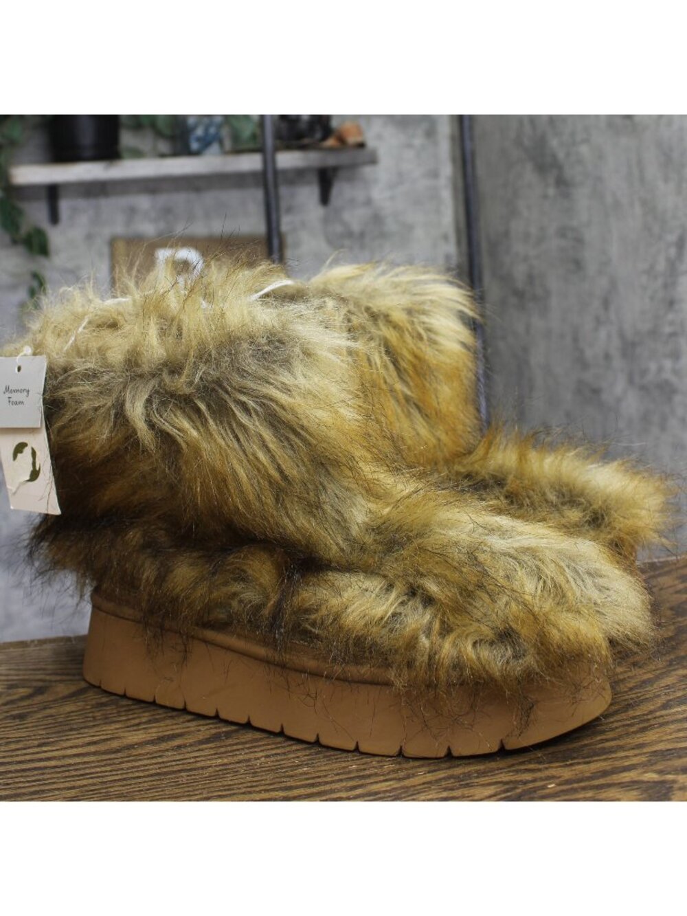 A New Day Womens Terra Boots Faux Fur Fuzzy 94715799 Brown 11M